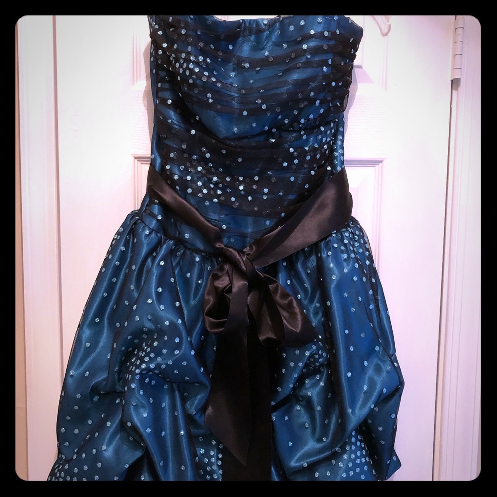 Teal & Black Shimmer Cocktail Dress